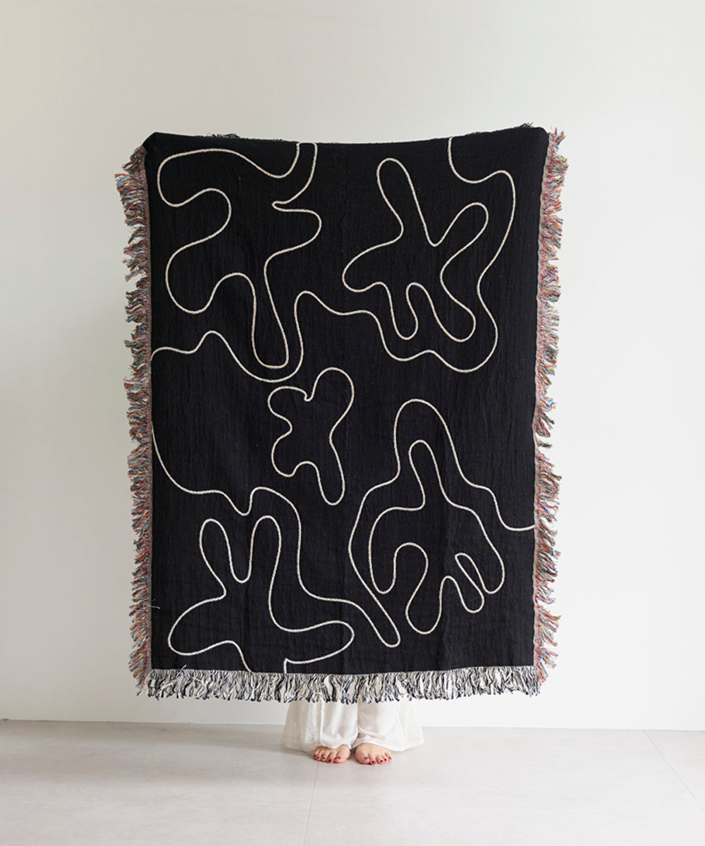 CITY SHED】Dancing Shapes Woven Throw Blanket - Clr Shop