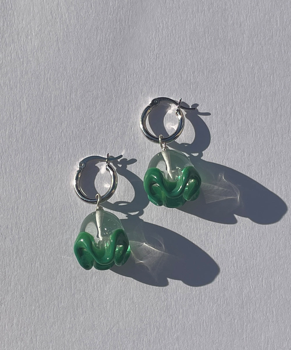 Fleurette Earrings Green×Silver
