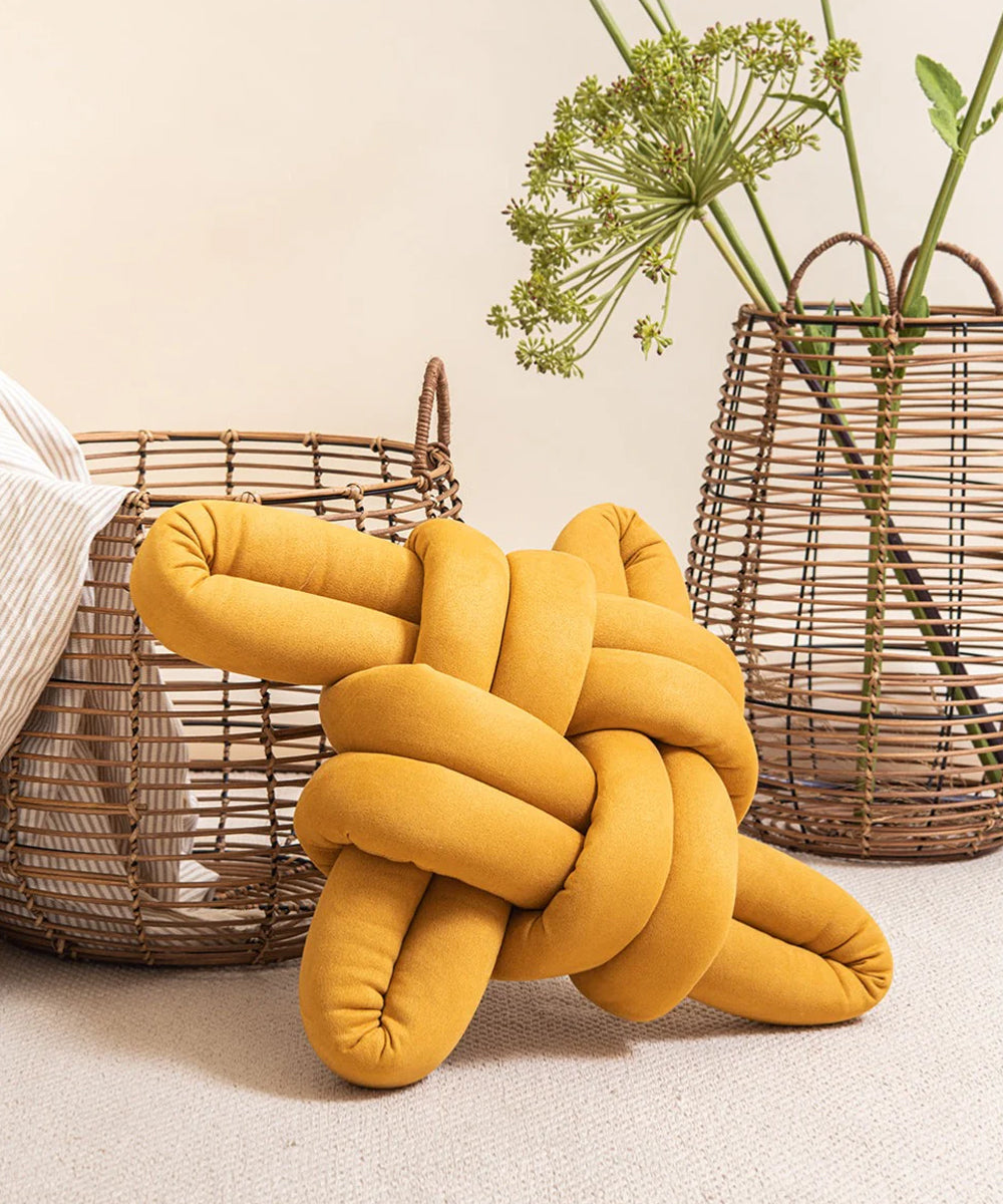 【Ethical Sale】Yellow Desert Knot Pillow