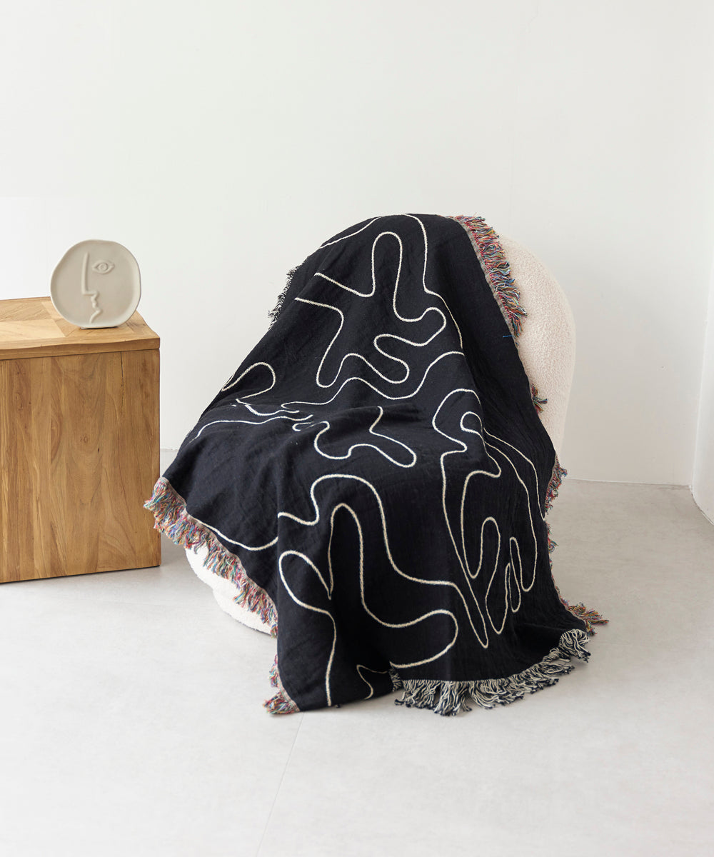 CITY SHED】Dancing Shapes Woven Throw Blanket - Clr Shop