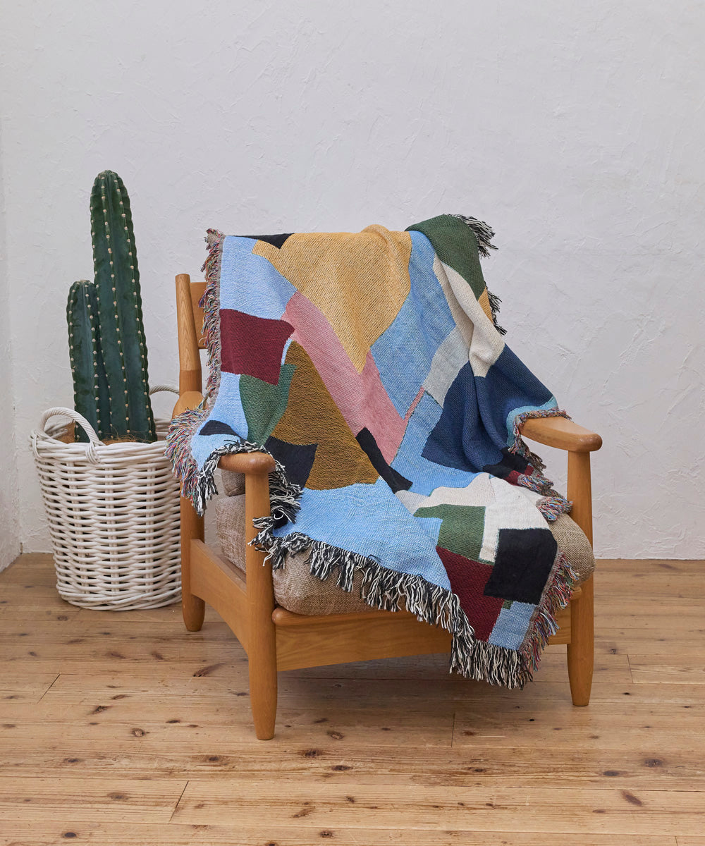 CITY SHED】Patchwork Woven Throw Blanket - Clr Shop