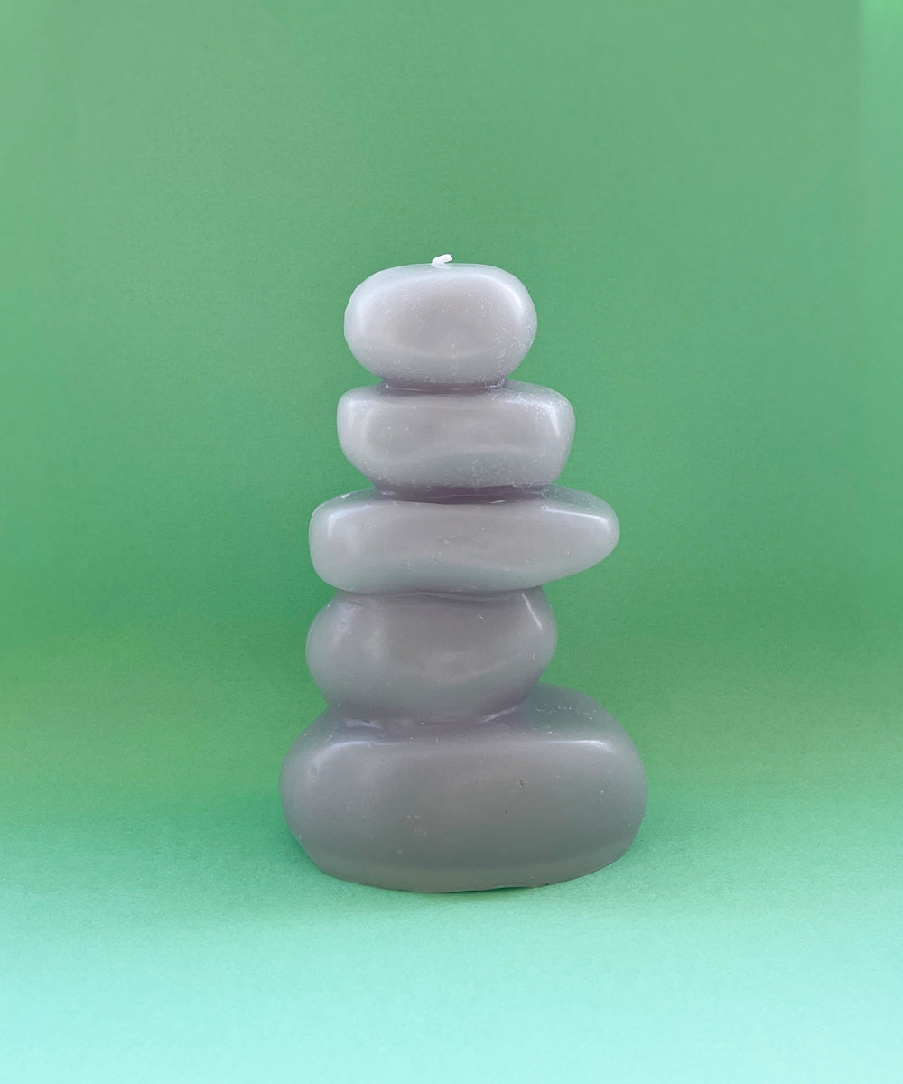 Ebb + Flow Cairn Candle Light Gray