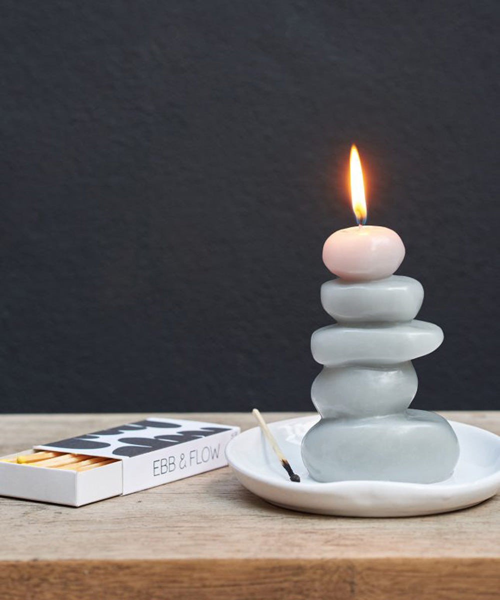 Ebb + Flow Cairn Candle Light Gray