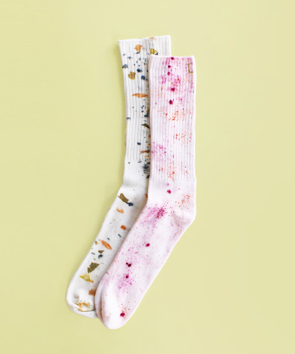 Abstract Bundled Dyed Bamboo Socks Cream