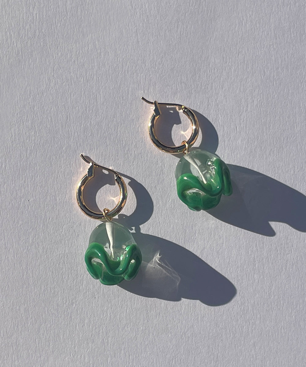 Fleurette Earrings Green×Gold