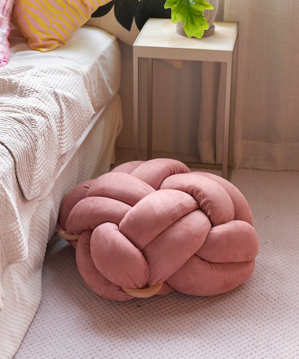 【Ethical Sale】Rose Pink Knot Floor Cushion